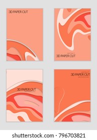 Abstract banner template with 3D paper cut art. Vector  paper cut layers create topography map concept or smooth origami paper carving craft. Wavy layered material design paper art poster.