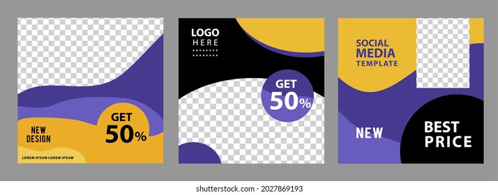 abstract banner template. Black, violet and yellow background color with stripe line shape. Suitable for social media post and web internet ads. Vector illustration with photo college. editable file