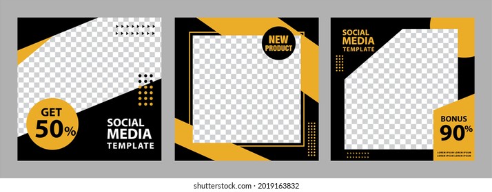 Abstract Banner Template Black Yellow Background Stock Vector (Royalty ...