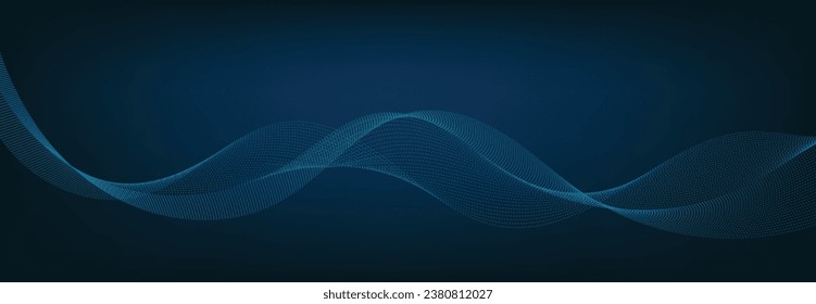 Resumen de la plantilla de pancartas con líneas onduladas azules. Banner de tecnología.