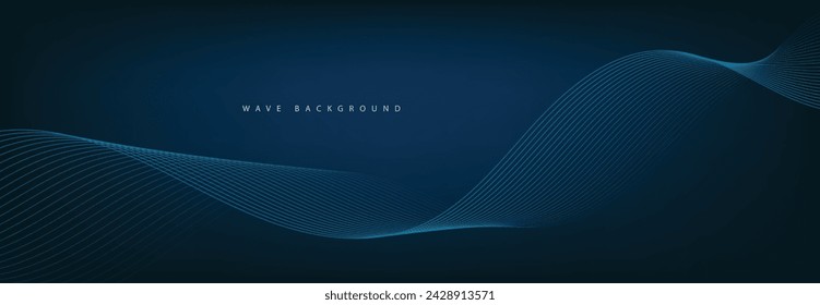Abstract Banner Template with Blue wavy lines. Technology Banner.