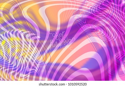 Abstract banner template with blurred curvy lines and geometric shapes. Poster with gradient neon colored  lines like tangled threads. Bright colorful shapes 