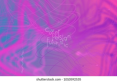 Abstract banner template with blurred curvy lines and geometric shapes. Poster with gradient neon colored  lines like tangled threads. Bright colorful shapes 