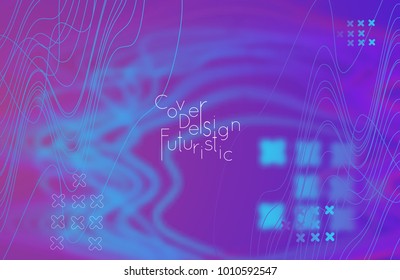 Abstract banner template with blurred curvy lines and geometric shapes. Poster with gradient neon colored  lines like tangled threads. Bright colorful shapes 