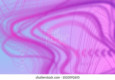 Abstract banner template with blurred curvy lines and geometric shapes. Poster with gradient neon colored  lines like tangled threads. Bright colorful shapes 