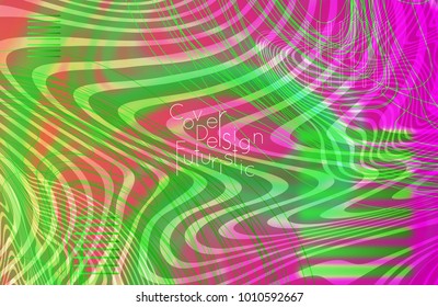 Abstract banner template with blurred curvy lines and geometric shapes. Poster with gradient neon colored  lines like tangled threads. Bright colorful shapes 