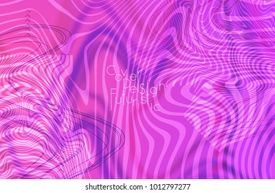 Abstract banner template with blurred curvy lines and geometric shapes. Poster with gradient neon colored  lines like tangled threads. Bright colorful shapes with marble texture.