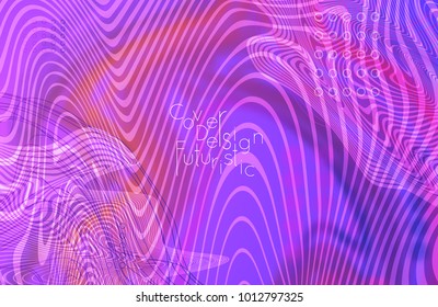 Abstract banner template with blurred curvy lines and geometric shapes. Poster with gradient neon colored  lines like tangled threads. Bright colorful shapes with marble texture.
