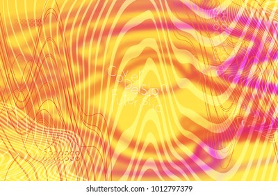 Abstract banner template with blurred curvy lines and geometric shapes. Poster with gradient neon colored  lines like tangled threads. Bright colorful shapes with marble texture.