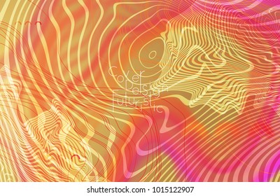 Abstract banner template with blurred curvy lines and geometric shapes. Poster with gradient neon colored  lines like tangled threads. Bright colorful shapes with marble texture.