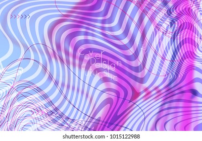 Abstract banner template with blurred curvy lines and geometric shapes. Poster with gradient neon colored  lines like tangled threads. Bright colorful shapes with marble texture.