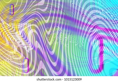 Abstract banner template with blurred curvy lines and geometric shapes. Poster with gradient neon colored  lines like tangled threads. Bright colorful shapes with marble texture.