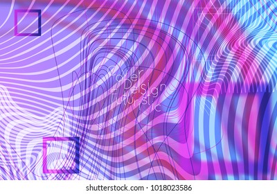 Abstract banner template with blurred curvy lines and geometric shapes. Poster with gradient neon colored  lines like tangled threads. Bright colorful shapes with marble texture.