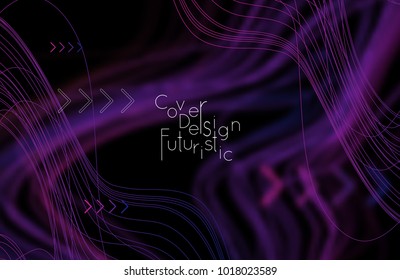 Abstract banner template with blurred curvy lines and geometric shapes. Poster with gradient neon colored  lines like tangled threads. Bright colorful shapes with marble texture.