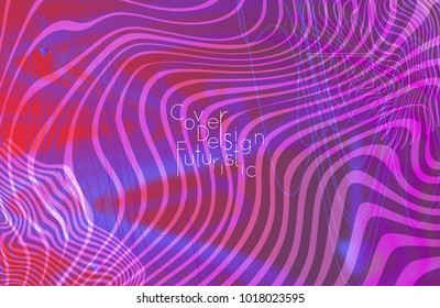 Abstract banner template with blurred curvy lines and geometric shapes. Poster with gradient neon colored  lines like tangled threads. Bright colorful shapes with marble texture.
