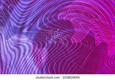 Abstract banner template with blurred curvy lines and geometric shapes. Poster with gradient neon colored  lines like tangled threads. Bright colorful shapes with marble texture.