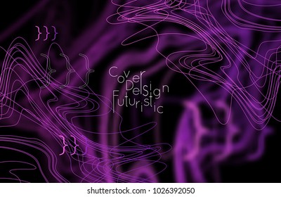 Abstract banner template with blurred curvy lines and geometric shapes. Poster with gradient neon colored  lines like tangled threads. Bright colorful shapes with marble texture.