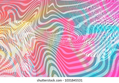 Abstract banner template with blurred curvy lines and geometric shapes. Poster with gradient neon colored  lines like tangled threads. Bright colorful shapes with marble texture.