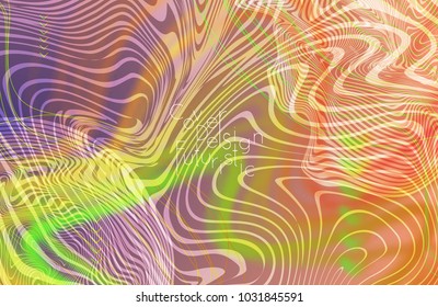 Abstract banner template with blurred curvy lines and geometric shapes. Poster with gradient neon colored  lines like tangled threads. Bright colorful shapes with marble texture.