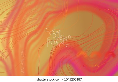 Abstract banner template with blurred curvy lines and geometric shapes. Poster with gradient neon colored  lines like tangled threads. Bright colorful shapes with marble texture.