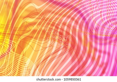 Abstract banner template with blurred curvy lines and geometric shapes. Poster with gradient neon colored  lines like tangled threads. Bright colorful shapes with marble texture.