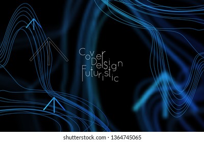 Abstract banner template with blurred curvy lines and geometric shapes. Poster with gradient neon colored  lines like tangled threads. Bright colorful shapes with marble texture.