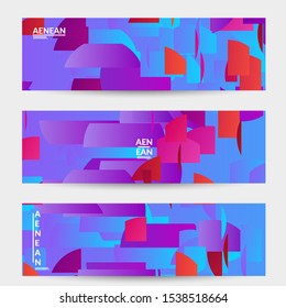 Abstract banner template with bright colored random stripes. Dynamic modern design with scattered gradient geometric shapes. Simple colorful futuristic elements. Sport music social media layout.