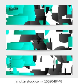 Abstract banner template with bright colored random stripes. Dynamic modern design with scattered gradient geometric shapes. Simple colorful futuristic elements. Sport music social media layout.