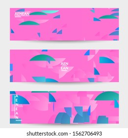 Abstract banner template with bright colored random stripes. Dynamic modern design with scattered gradient geometric shapes. Simple colorful futuristic elements. Sport music social media layout.