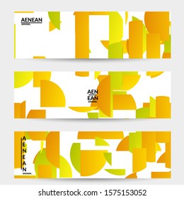 Abstract banner template with bright colored random stripes. Dynamic modern design with scattered gradient geometric shapes. Simple colorful futuristic elements. Sport music social media layout.