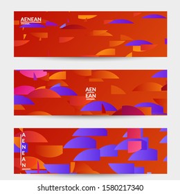 Abstract banner template with bright colored random stripes. Dynamic modern design with scattered gradient geometric shapes. Simple colorful futuristic elements. Sport music social media layout.