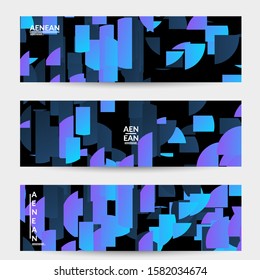Abstract banner template with bright colored random stripes. Dynamic modern design with scattered gradient geometric shapes. Simple colorful futuristic elements. Sport music social media layout.