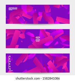 Abstract banner template with bright colored random stripes. Dynamic modern design with scattered gradient geometric shapes. Simple colorful futuristic elements. Sport music social media layout.