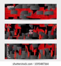 Abstract banner template with bright colored random stripes. Dynamic modern design with scattered gradient geometric shapes. Simple colorful futuristic elements. Sport music social media layout.