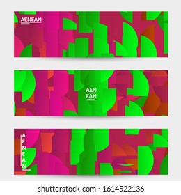 Abstract banner template with bright colored random stripes. Dynamic modern design with scattered gradient geometric shapes. Simple colorful futuristic elements. Sport music social media layout.