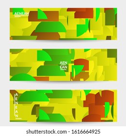 Abstract banner template with bright colored random stripes. Dynamic modern design with scattered gradient geometric shapes. Simple colorful futuristic elements. Sport music social media layout.
