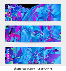 Abstrakte Bannervorlage mit hellfarbiger Zufallsfraktion kleiner Teilchen Explosion. Social Media-Layout von Sportmusik. Optische Kunst, dynamischer Hintergrund mit Bewegung im Weltraum. Futuristische Vektorillustration.