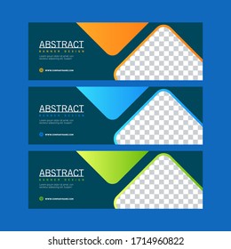 Abstract Banner Template Design. Horizontal header, web banner. Social Media Cover, poster. Vector abstract geometric design banner web template. Vector illustration