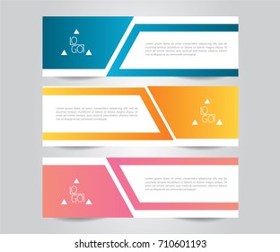 Abstract banner template Design. Modern Colorful business banner template. Blue, Orange and Pink Banner design. Horizontal advertising banner.