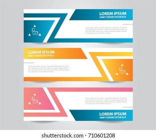 Abstract banner template Design. Modern Colorful business banner template. Blue, Orange and Pink Banner design. Horizontal advertising banner.