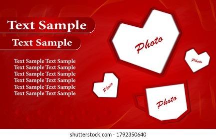 Abstract Banner Template Design red color background. Social Media Cover, poster. Vector abstract heart design banner web template. Vector illustration
