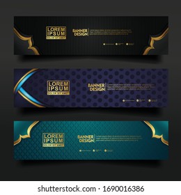 Abstract banner template design for web with luxury and elegant line shape ornament effect on texture pattern background