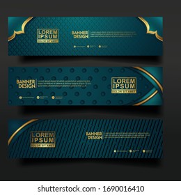 Abstract banner template design for web with luxury and elegant line shape ornament effect on texture pattern background