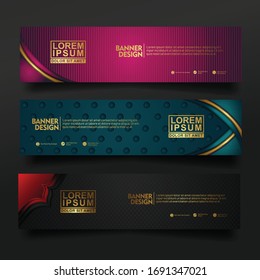 Abstract banner template design for web with luxury and elegant line shape ornament effect on texture pattern background