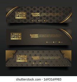 Abstract banner template design for web with luxury and elegant line shape ornament effect on texture pattern background