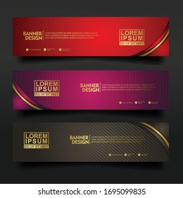 Abstract banner template design for web with luxury and elegant line shape ornament effect on texture pattern background