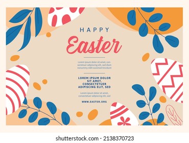 Abstract banner template for easter egg hunt. Cute vector backgrounds in flat style for social media posts, mobile apps, cards, invitations, flyer, banner design and web ads.