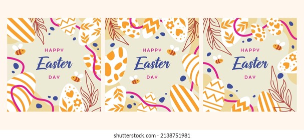 Abstract banner template for easter egg hunt. Cute vector backgrounds in flat style for social media posts, mobile apps, cards, invitations, flyer, banner design and web ads.