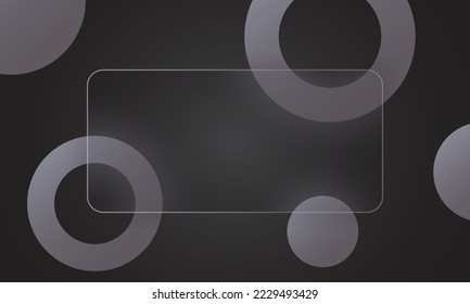 Plantilla de pancarta abstracta con estilo de glassmorfismo. Pantalla del sitio web con efecto de superposición de vidrio aislado sobre fondo oscuro con figura 3d púrpura, círculo. Fondo horizontal de moda. Ilustración del vector