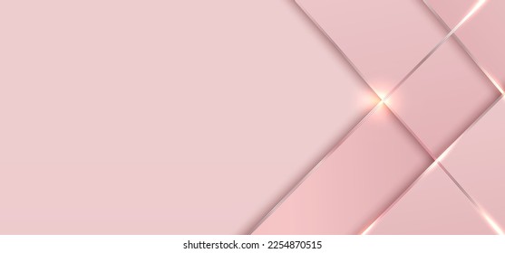 Plantilla de pancarta abstracta rayas geométricas rosadas sobre fondo rosado. Ilustración gráfica vectorial.
